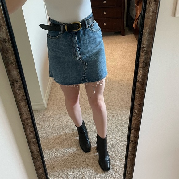 Zara Premium Denim Collection Raw Hem Jean Skirt - Picture 3 of 9